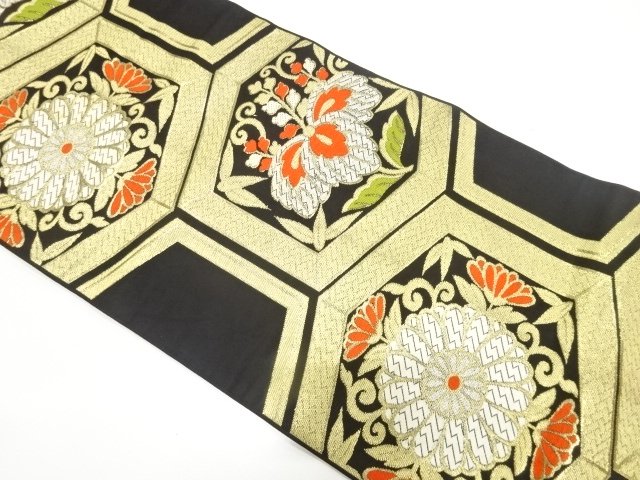 JAPANESE KIMONO / ANTIQUE FUKURO OBI / WOVEN PAULOWNIA & KIKU